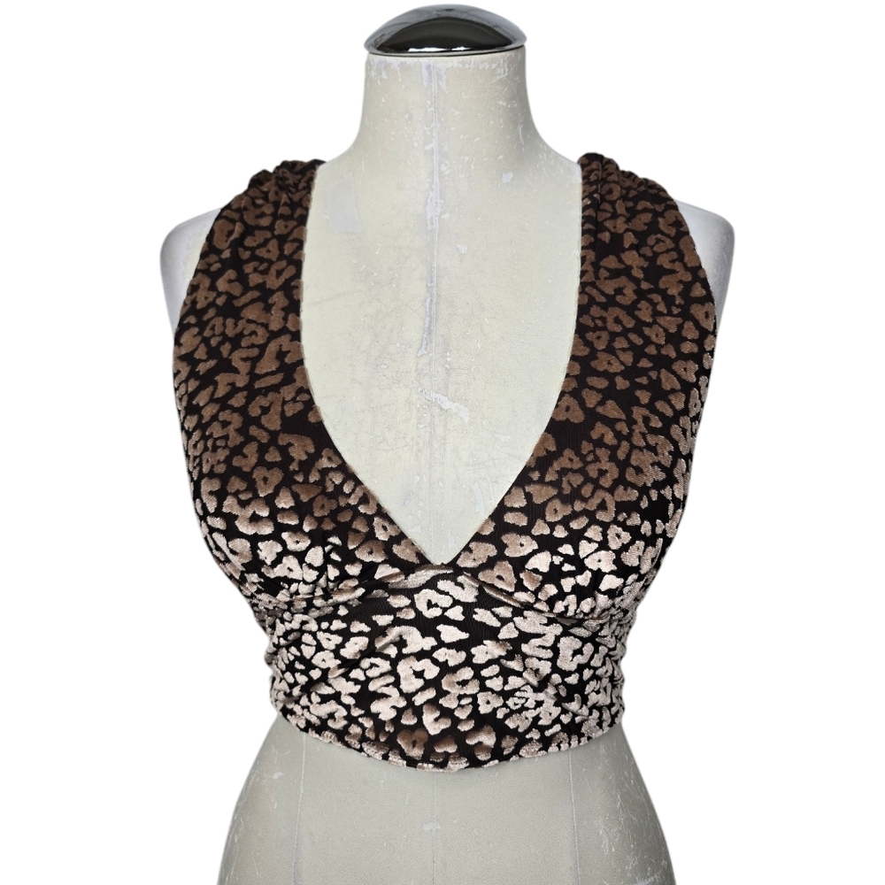 NWT Urban Outfitters Animal Print V Neck Crop Top M